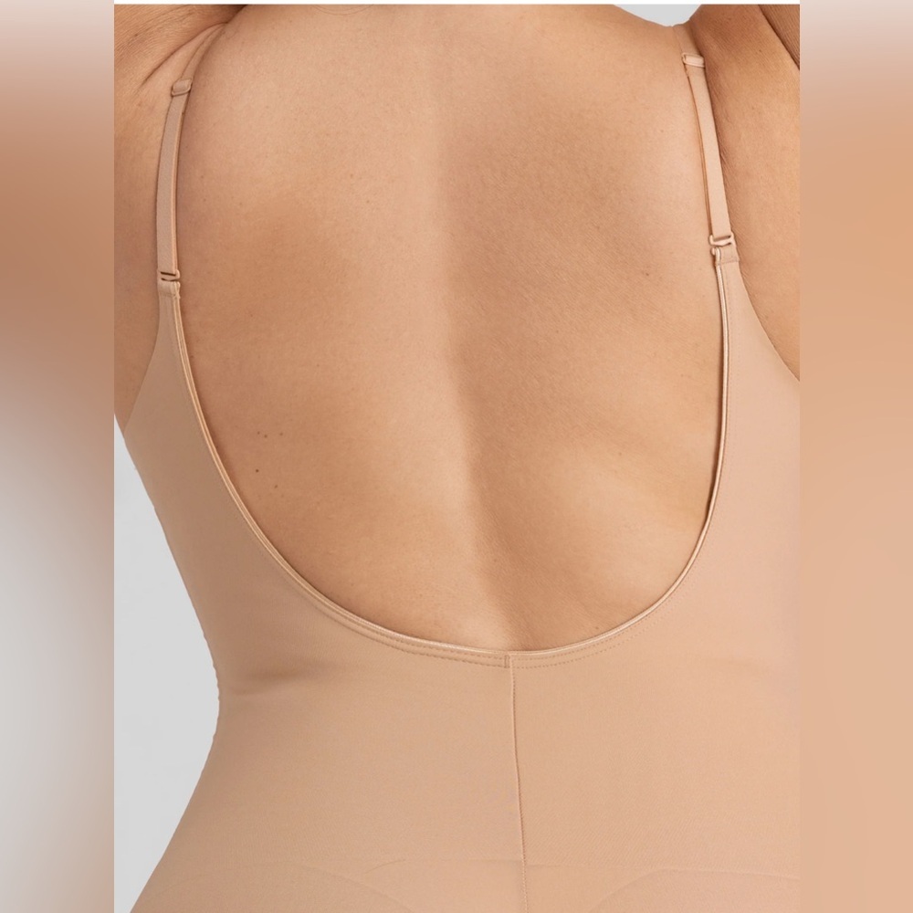 Honeylove Sculptwear Low Back Mid-Thigh Bodysuit 3X NWT Sand compression shaper - Picture 4 of 11
